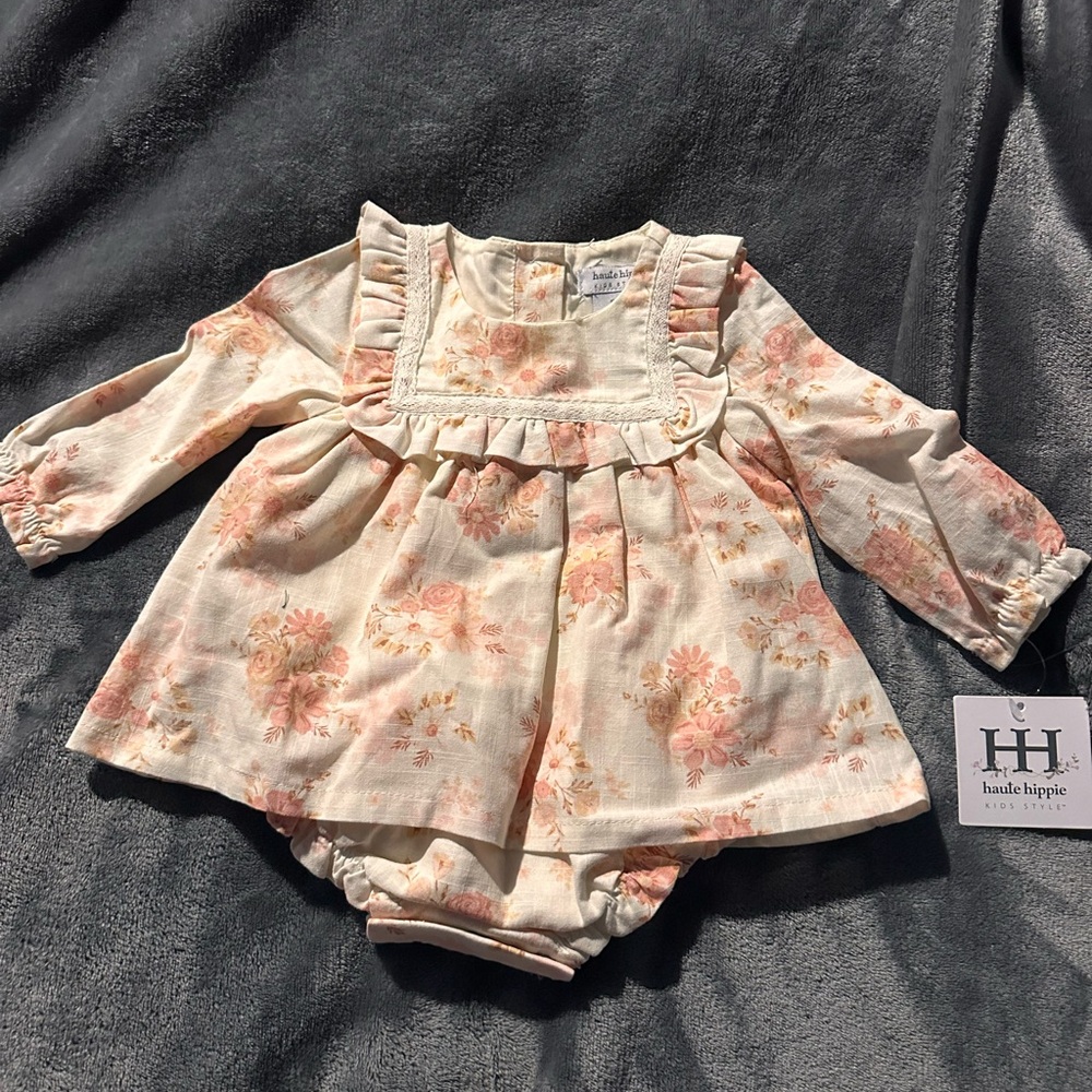 Haute Hippie Kids Floral Dress - Cream and Pink